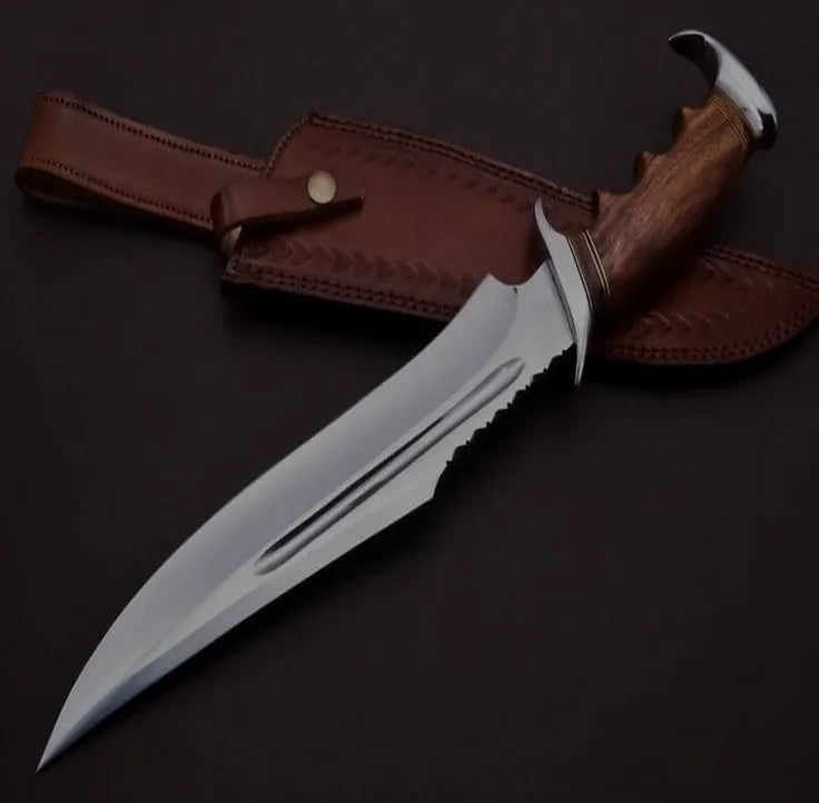 Premium handmade Damascus hunting knife with fixed blade design for hunting, camping, survival, and outdoor use