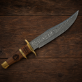 Hand Forged Damascus Bowie Knife – Full Tang Hunting & Outdoor Fixed Blade Knife