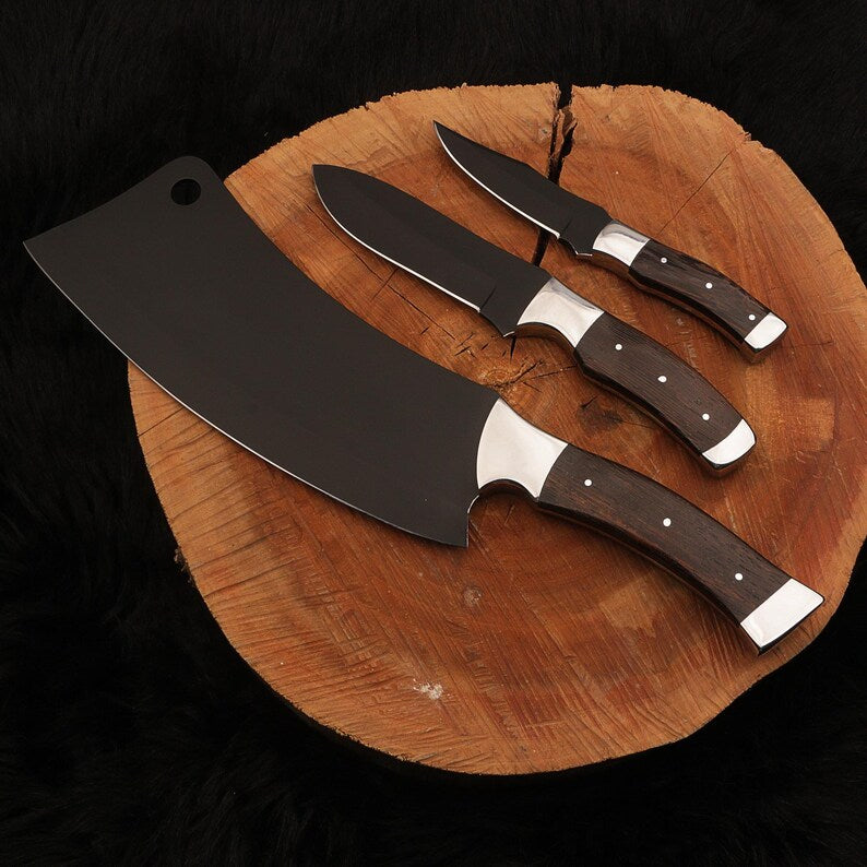 440C survival knife set utility knife with Wenge wood handle