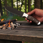 Wenge wood handle detail on the 440C survival knife set