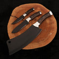 3-piece 440C survival knife set with Wenge wood handles, full view