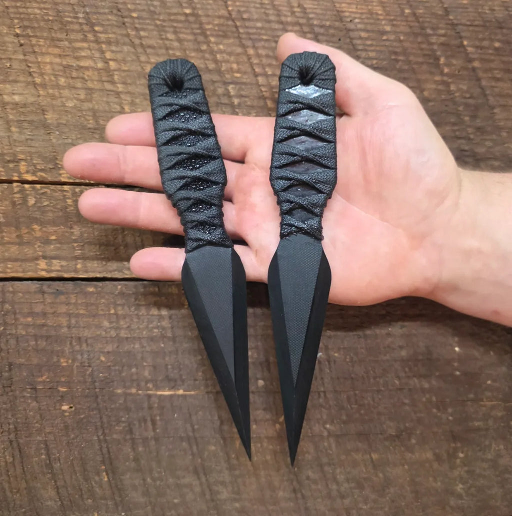 Shanghai Large G10 Dagger – Black Tsukamaki Wrapped Non-Metallic Knife