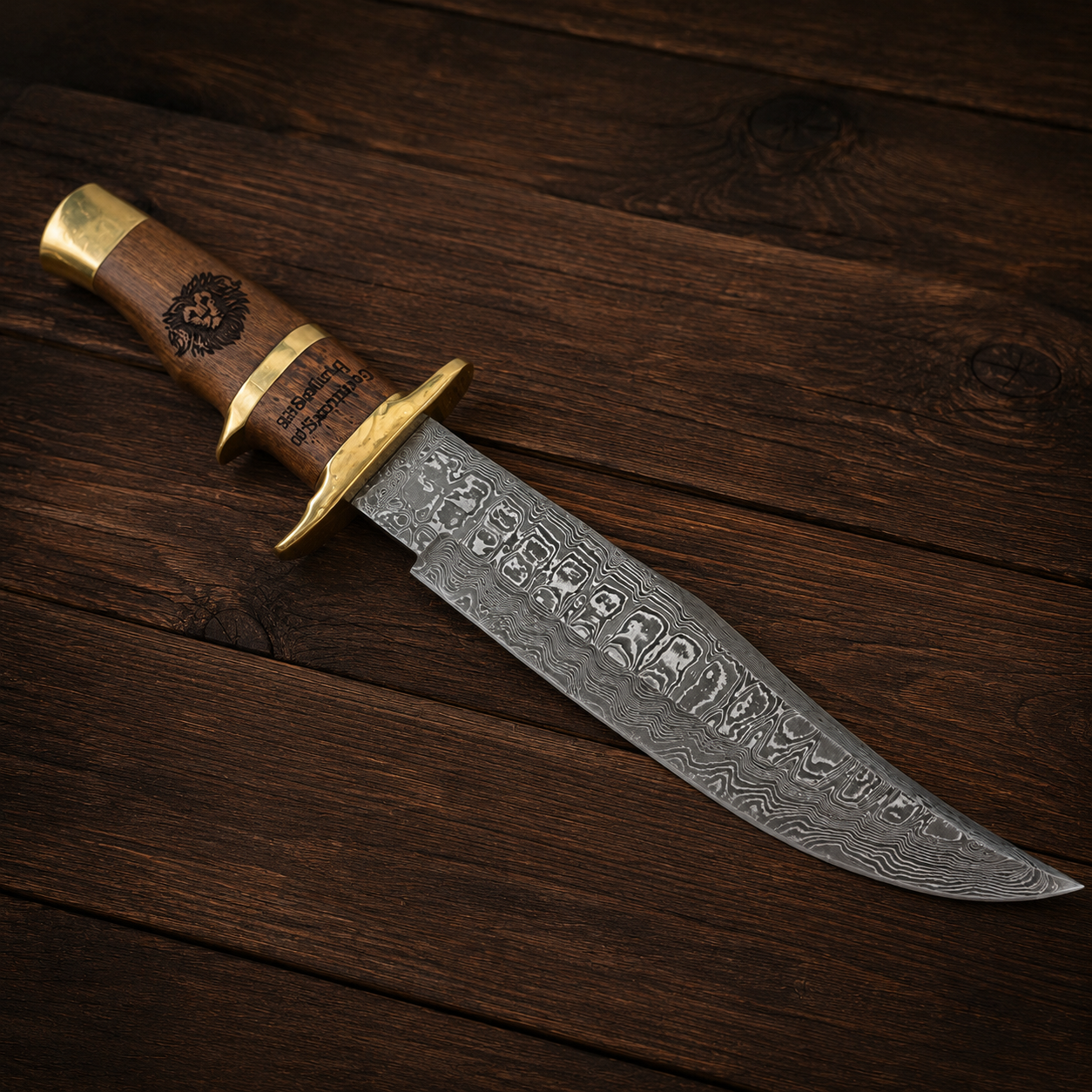 Hand Forged Damascus Bowie Knife – Full Tang Hunting & Outdoor Fixed Blade Knife