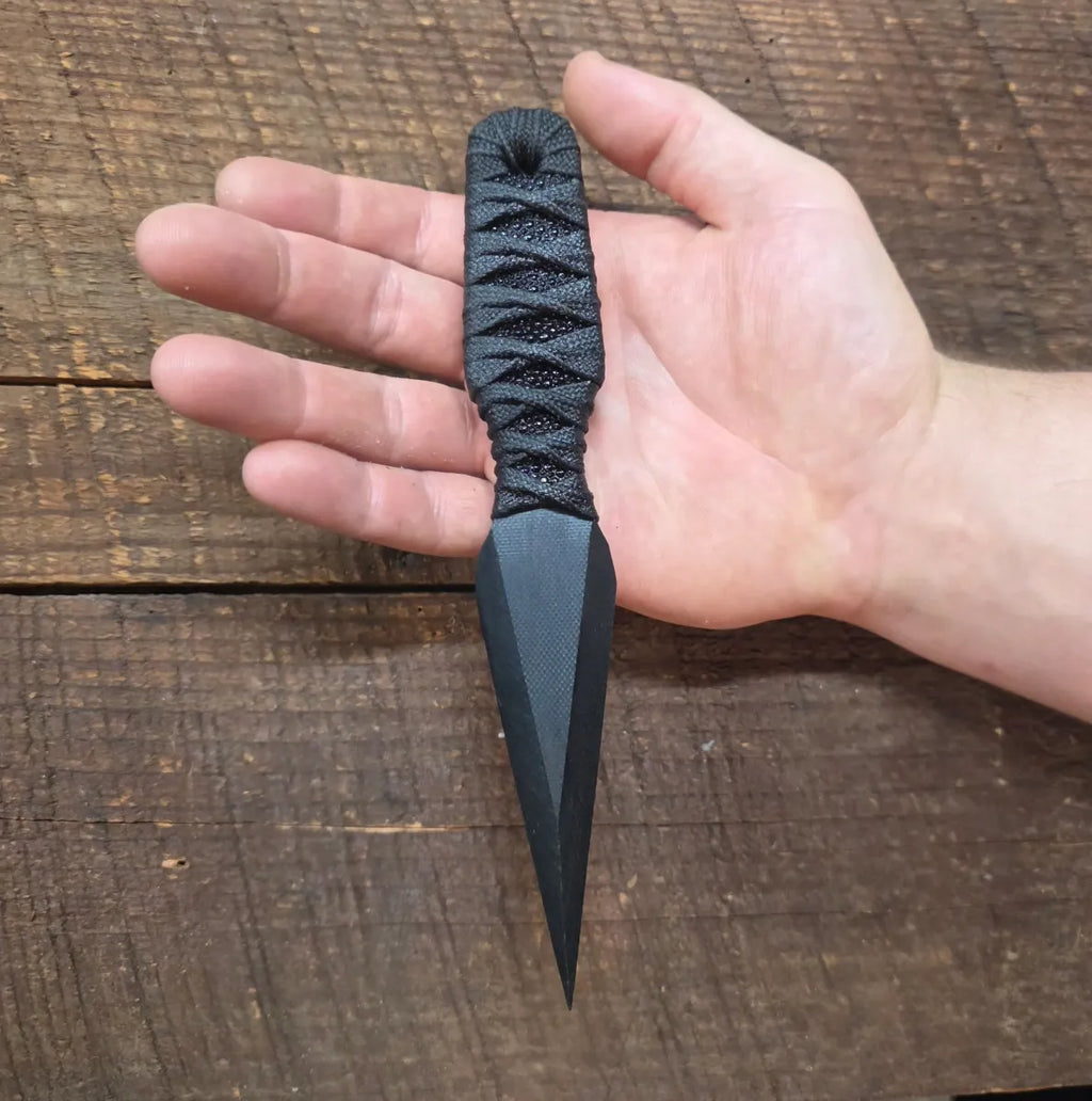 Shanghai Large G10 Dagger – Black Tsukamaki Wrapped Non-Metallic Knife
