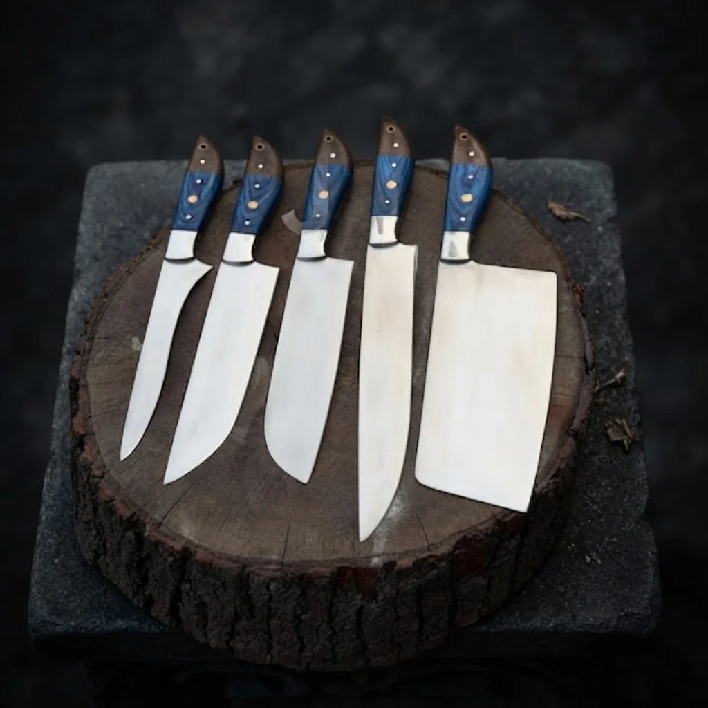 Handmade Forged Chef Knife Set: Cleaver, Butcher, Pakkawood Handles Christmas Gifts, Holiday Gifts