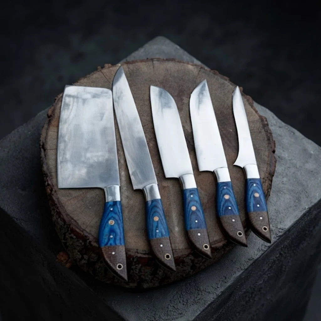 Handmade Forged Chef Knife Set: Cleaver, Butcher, Pakkawood Handles Christmas Gifts, Holiday Gifts