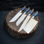 Handmade Forged Chef Knife Set: Cleaver, Butcher, Pakkawood Handles Christmas Gifts, Holiday Gifts