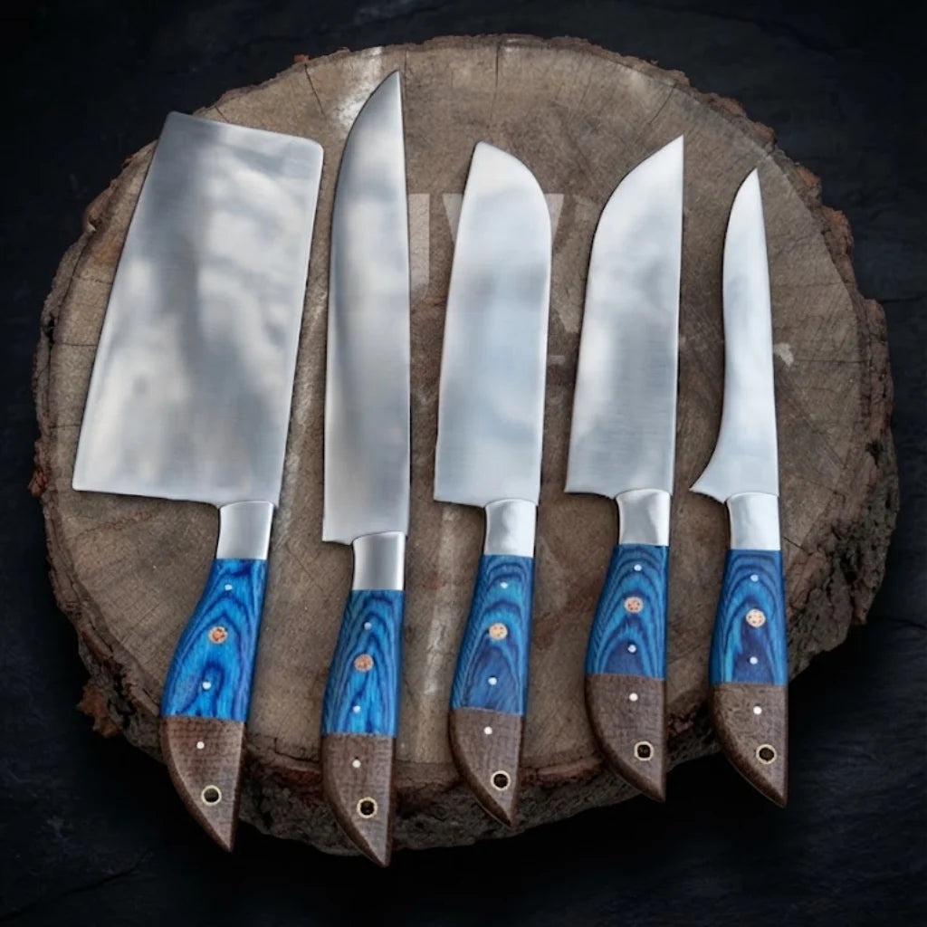 Handmade Forged Chef Knife Set: Cleaver, Butcher, Pakkawood Handles Christmas Gifts, Holiday Gifts