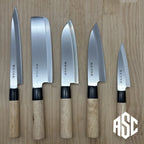 Japanese Kitchen Knife Set of 5 | Handmade Chef Knives | Gyuto Nakiri Santoku Deba Petty | Wooden Handle | Professional Japanese Knives | Gift for Chef