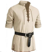Men's Viking Tunic Shirt - Medieval Linen Lace-Up Shirt | Handmade Renaissance Costume for LARP, Reenactment & Cosplay