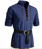 Men's Viking Tunic Shirt - Medieval Linen Lace-Up Shirt | Handmade Renaissance Costume for LARP, Reenactment & Cosplay