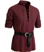 Men's Viking Tunic Shirt - Medieval Linen Lace-Up Shirt | Handmade Renaissance Costume for LARP, Reenactment & Cosplay
