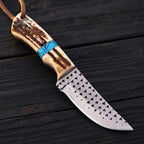 Handmade D2 Steel Cowboy Knife | 5mm Blade, Antler Handle with Turquoise Inlay - Christmas Gift for Men