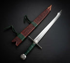 40 Inch High Carbon Steel Falchion Sword | Medieval Single Edge Blade, Leather Scabbard