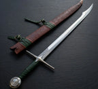 40 Inch High Carbon Steel Falchion Sword | Medieval Single Edge Blade, Leather Scabbard