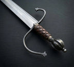Hand Forged European Sword – Damascus Steel Engraved Scabbard, Medieval Collector’s Blade