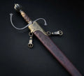 Hand Forged European Sword – Damascus Steel Engraved Scabbard, Medieval Collector’s Blade