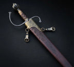 Hand Forged European Sword – Damascus Steel Engraved Scabbard, Medieval Collector’s Blade