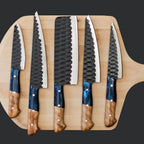 High-quality forged culinary knife collection showcasing superior craftsmanship and modern artistic design.