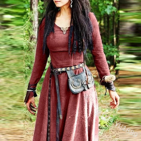 Retro Vintage Medieval Renaissance Dress Cosplay Costume Tunic Dress Viking Ranger Elven Women's Celtic Viking Halloween