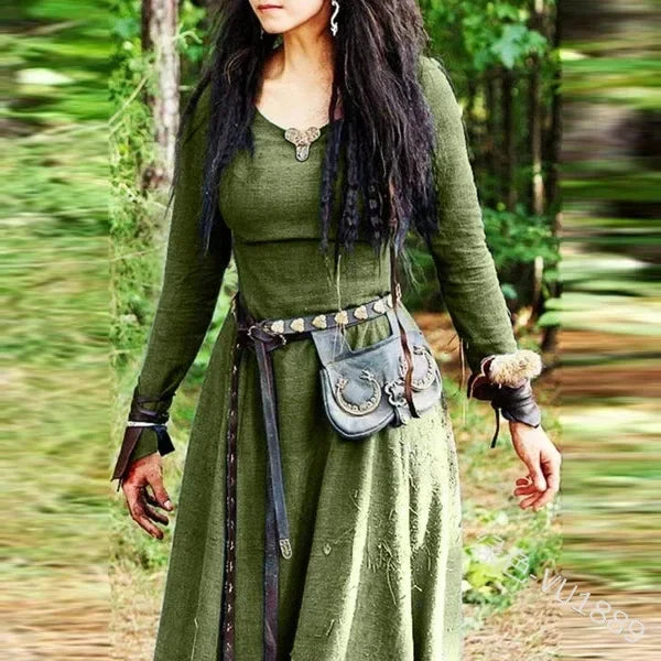 Retro Vintage Medieval Renaissance Dress Cosplay Costume Tunic Dress Viking Ranger Elven Women's Celtic Viking Halloween