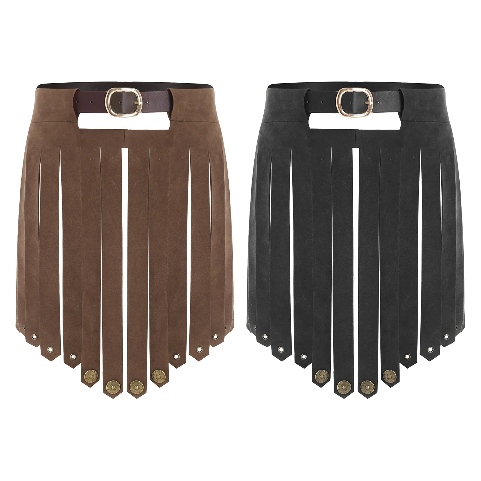 Men Women Medieval Viking Faux Leather Armor Skirts Adjustable Waist Gladiator Knight Apron Skirt for Cosplay Themed Party