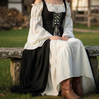Women's Medieval Renaissance Dress | Viking Lace-Up Peasant Maxi Dress | Cottagecore Fantasy Costume