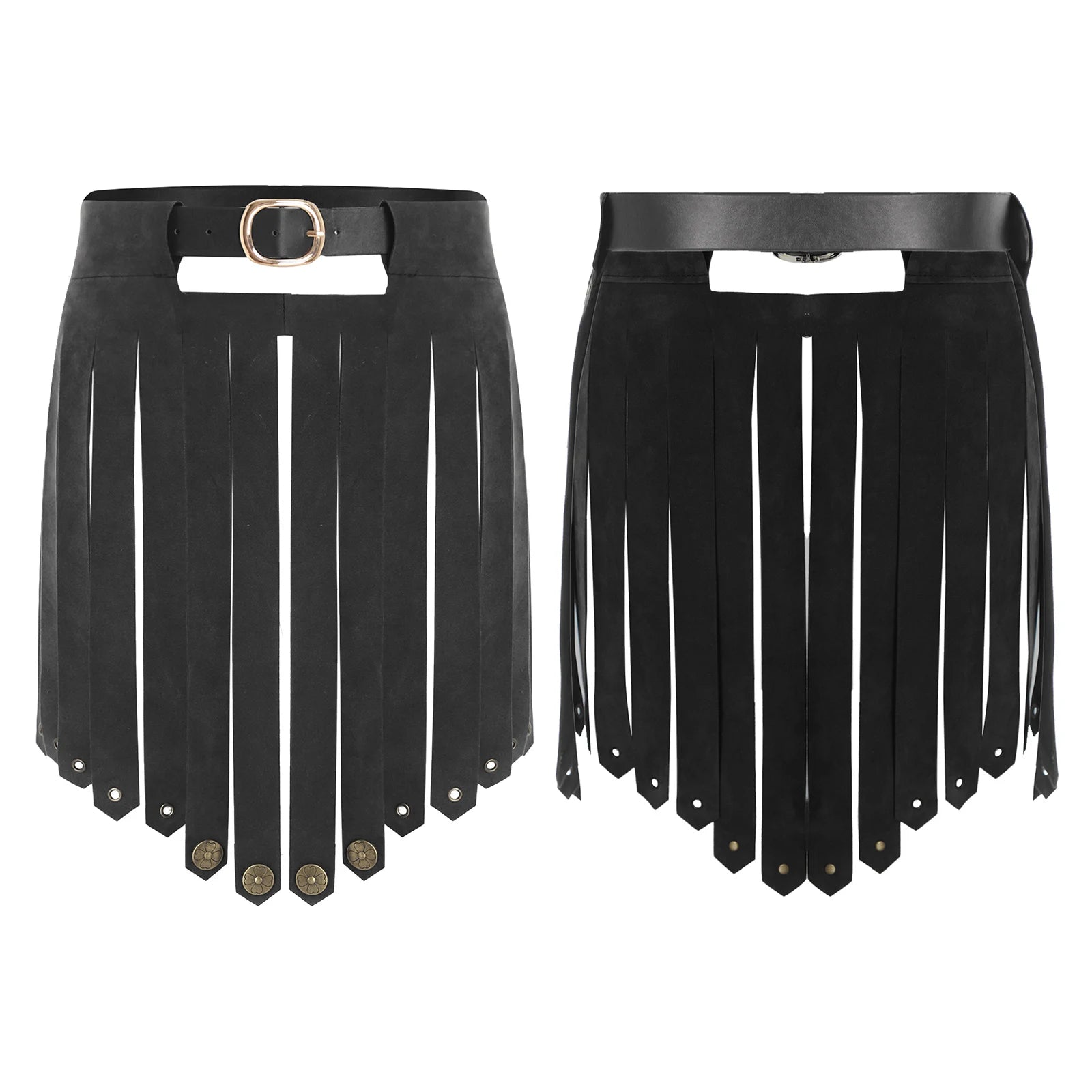 Men Women Medieval Viking Faux Leather Armor Skirts Adjustable Waist Gladiator Knight Apron Skirt for Cosplay Themed Party