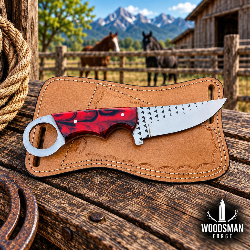 Ashridge rasp steel skinner knife, full view