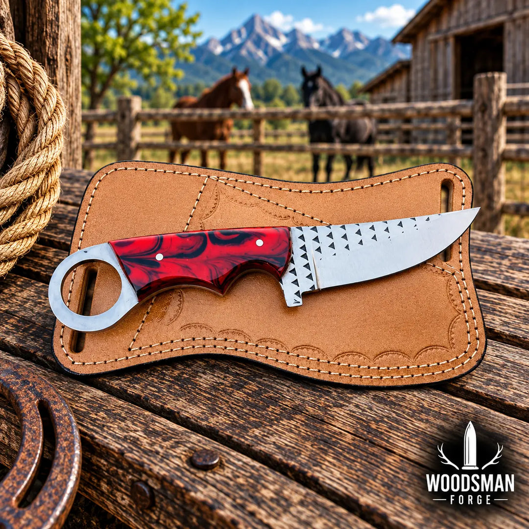 Ashridge rasp steel skinner knife, full view