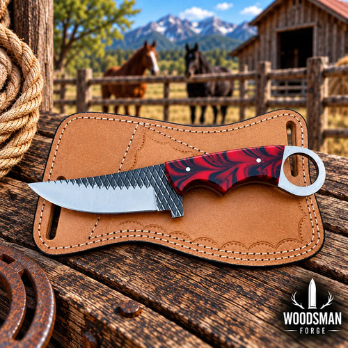 Ashridge rasp steel skinner knife resin handle detail
