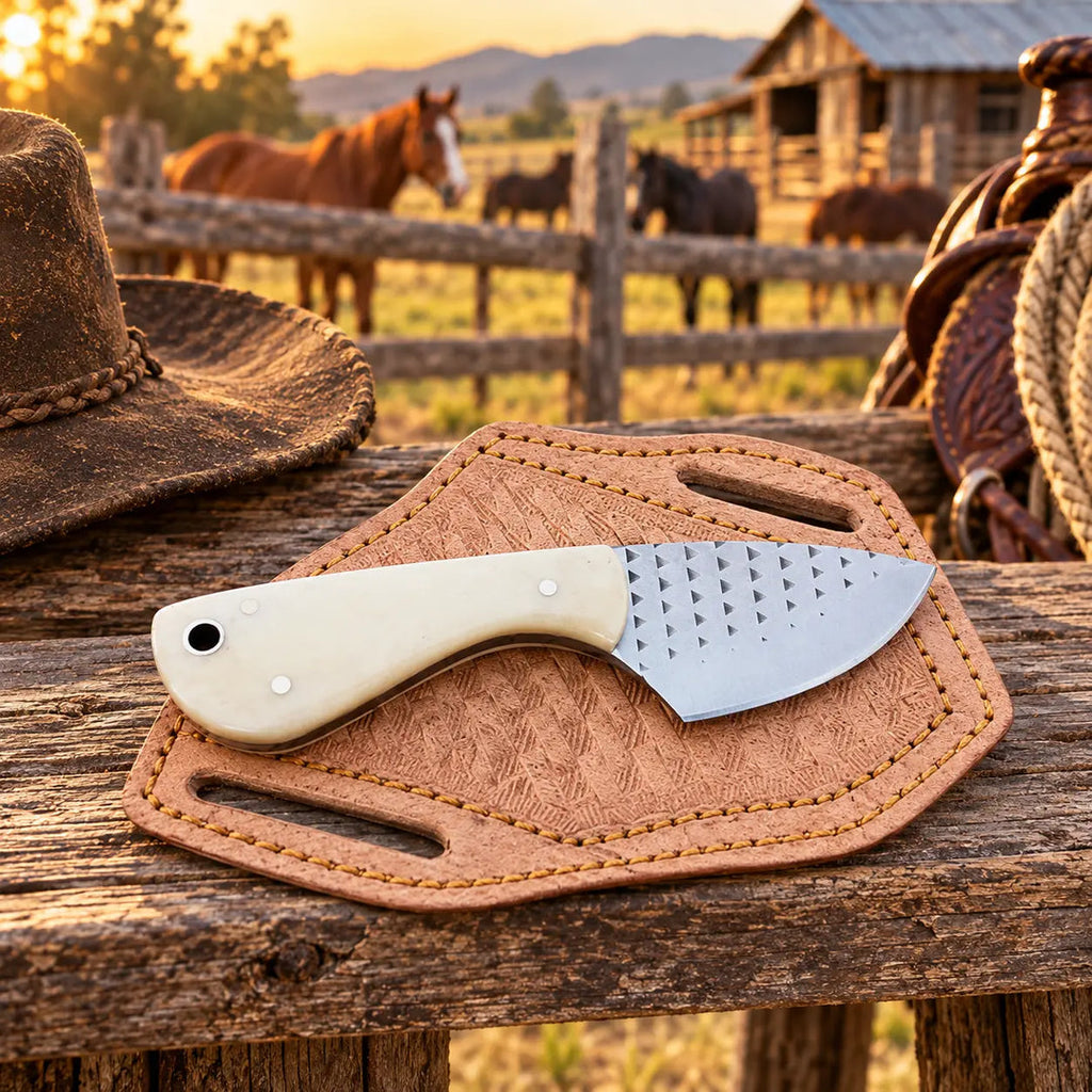 Boneclaw Rasp Steel Bone Handle Skinner Knife – Leather Sheath