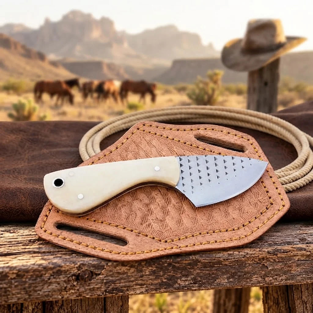 Boneclaw compact 5.5 inch skinner knife with leather sheath