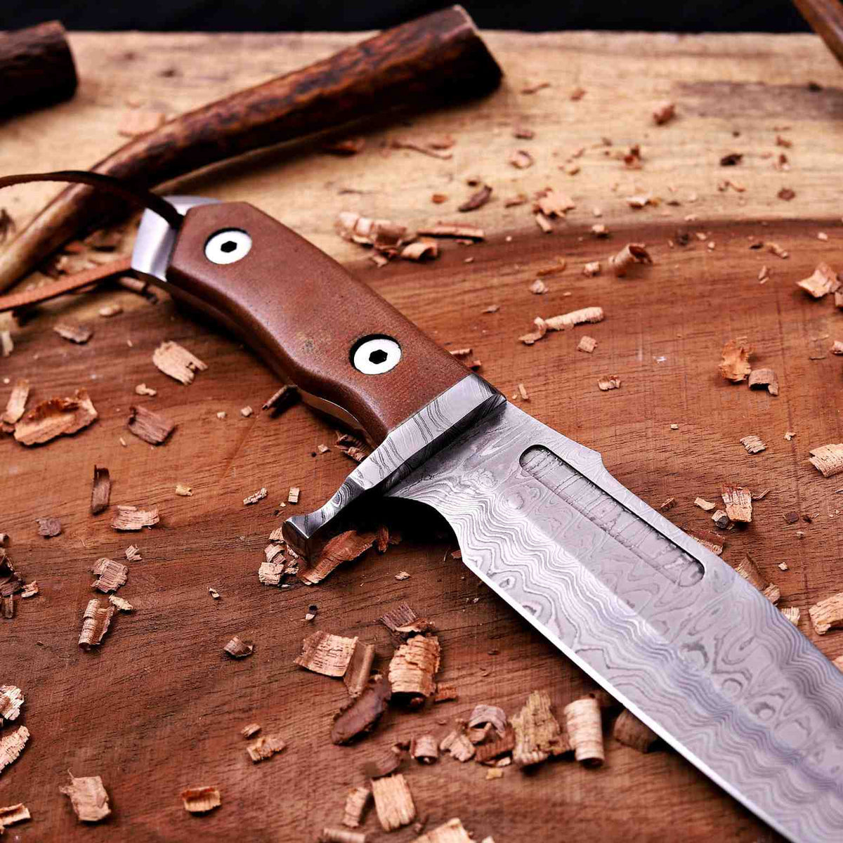 Handmade Damascus Bowie Knife | 8" VG10 Clip-Point Blade | Micarta Handle & Damascus Guard | Movie-Inspired Tactical Knife with Leather Sheath