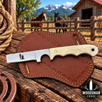 Camelwarden cowboy knife camel bone handle detail