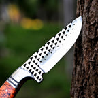 Cowboy Hunting Knife Rasp D2 Steel Turquoise Handle