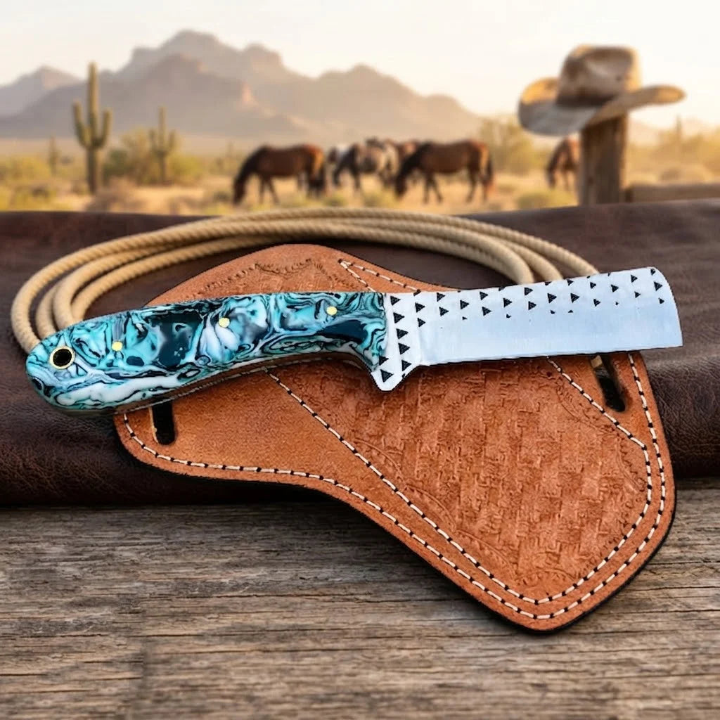 Dustfang rasp steel cowboy bull cutter knife, full view