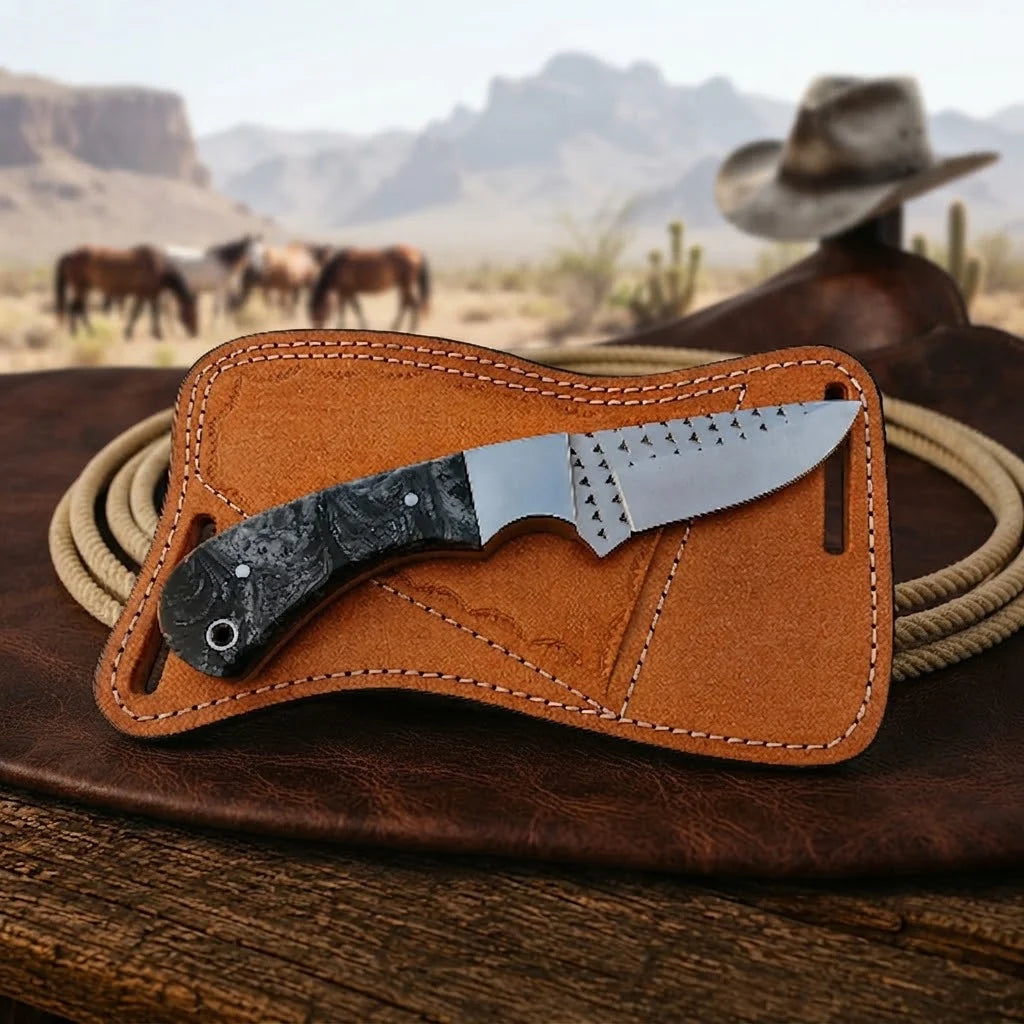 Flintmark rasp steel skinner knife, full view
