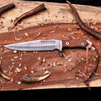 Handmade Damascus Bowie Knife | 8" VG10 Clip-Point Blade | Micarta Handle & Damascus Guard | Movie-Inspired Tactical Knife with Leather Sheath