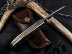Hand Engraved Folding Knife: D2 Steel Blade, Brass Handle