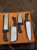 Handmade Damascus Steel Kitchen Knife Set, Wenge Wood Handles, 4-Piece Chef Bread Knives