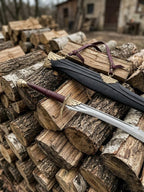 Handmade Black Leaf Fantasy Sword with Scabbard, Elven Display Piece