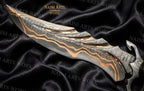 Copper Damascus Bowie Knife – Handmade Hunting Blade with Blood Groove | Luxury Gift for Men