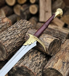 Handmade Black Leaf Fantasy Sword with Scabbard, Elven Display Piece