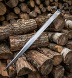 Hand Forged European Sword – Damascus Steel Engraved Scabbard, Medieval Collector’s Blade