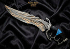 Copper Damascus Bowie Knife – Handmade Hunting Blade with Blood Groove | Luxury Gift for Men
