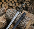 Handmade Irish Ring Sword | 5160 Carbon Steel, Leather Scabbard, Full Tang