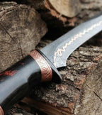 Handmade Copper Damascus Elven Sword, Rosewood Handle, Leather Sheath, Display Piece