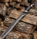 Handmade Copper Damascus Elven Sword, Rosewood Handle, Leather Sheath, Display Piece