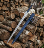 Handmade Irish Ring Sword | 5160 Carbon Steel, Leather Scabbard, Full Tang